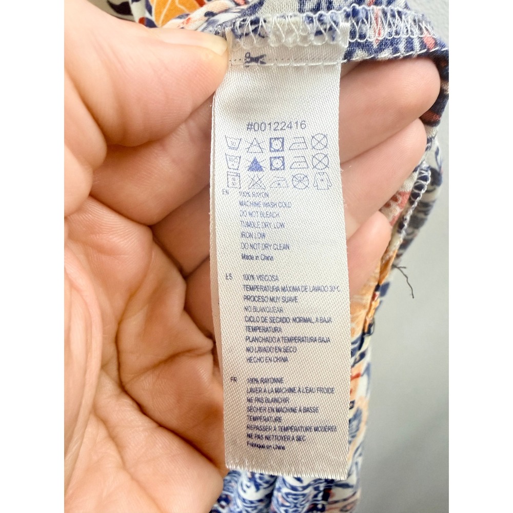 Forever 21 Women's Blue Orange Floral Boho Maxi Dress Strappy Racerback Sz S - Picture 10 of 12